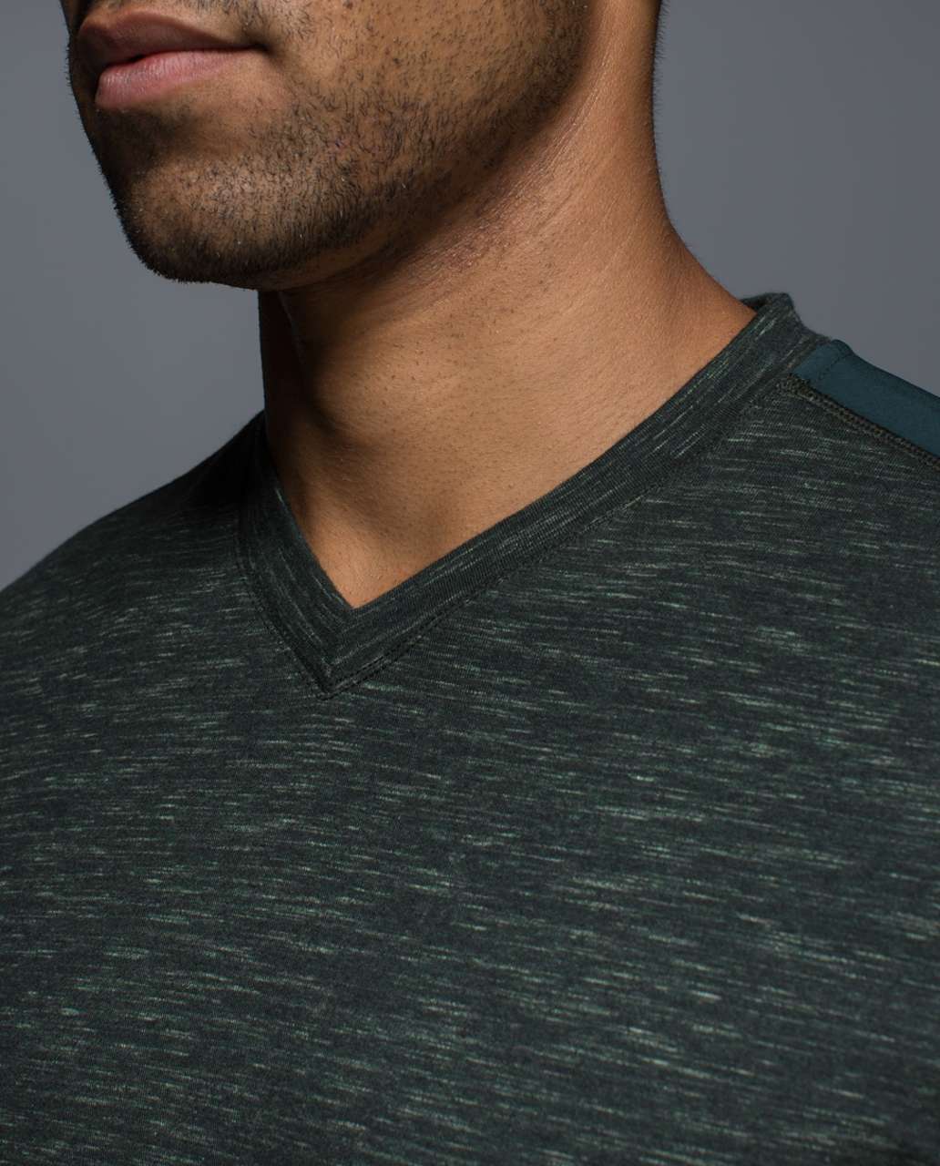 Lululemon Transit Long Sleeve V - Heathered Fuel Green / Fuel Green