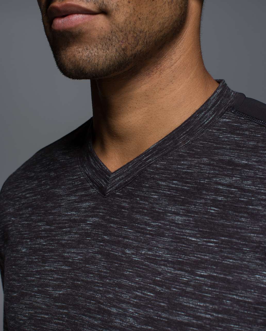 Lululemon Transit Long Sleeve V - Heathered Marled Black / Black