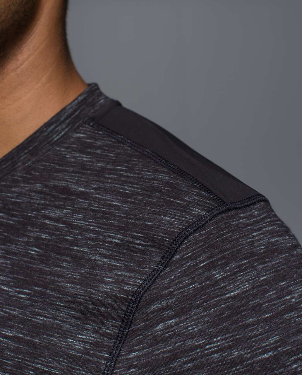 Lululemon Transit Long Sleeve V - Heathered Marled Black / Black