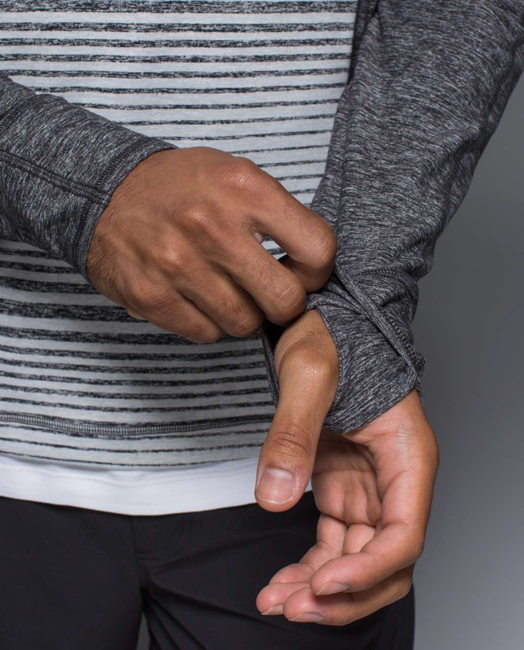 Lululemon Sweat Session 1/2 Zip - Mini Akido Stripe Heathered Black Heathered Silver Spoon / Heathered Black