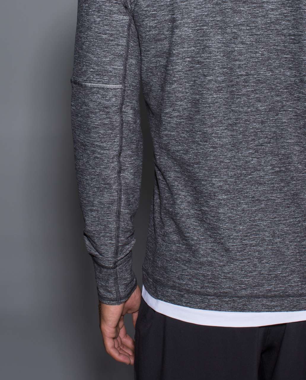 Lululemon Sweat Session 1/2 Zip - Mini Akido Stripe Heathered Black Heathered Silver Spoon / Heathered Black