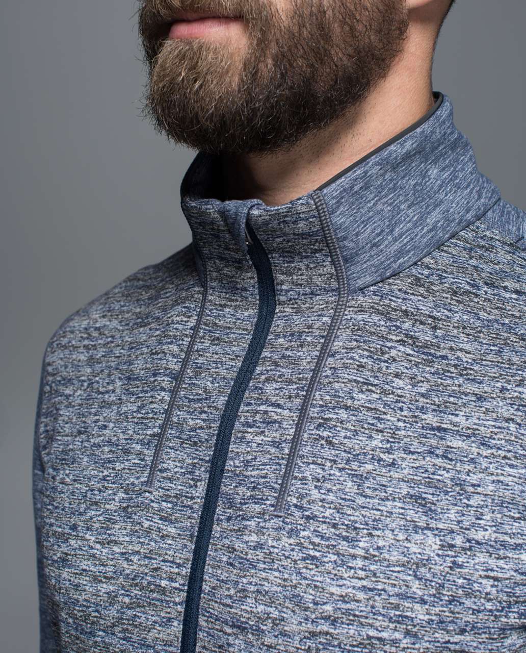 Lululemon Sweat Session 1/2 Zip - Mini Akido Stripe Heathered Black Heathered Inkwell / Heathered Inkwell