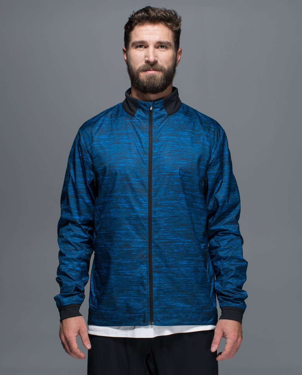 Lululemon Surge Jacket - Oki Heathered Print Black Teacup Blue