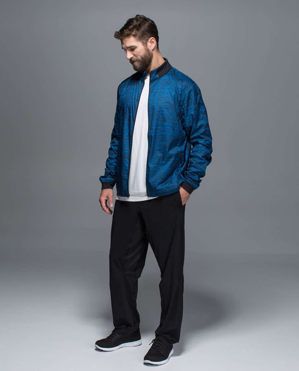 Lululemon Surge Jacket - Oki Heathered Print Black Teacup Blue