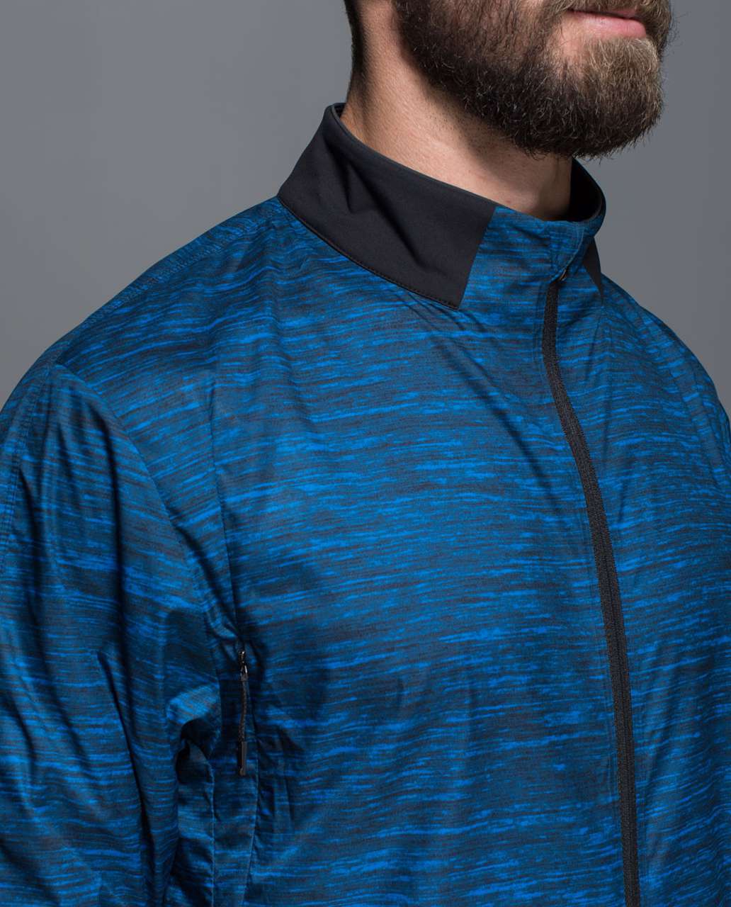 Lululemon Surge Jacket - Oki Heathered Print Black Teacup Blue