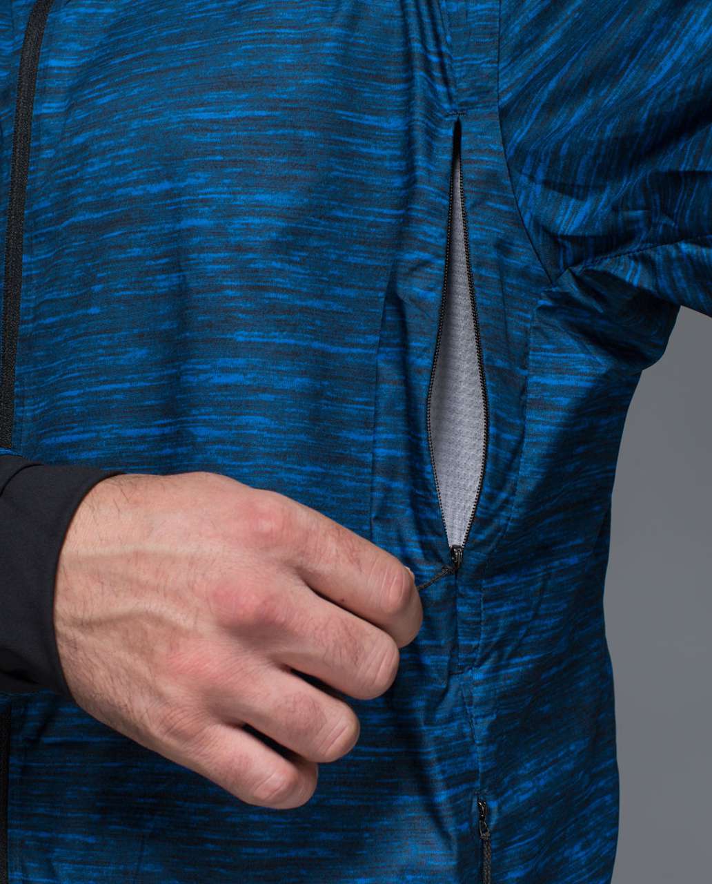 Lululemon Surge Jacket - Oki Heathered Print Black Teacup Blue