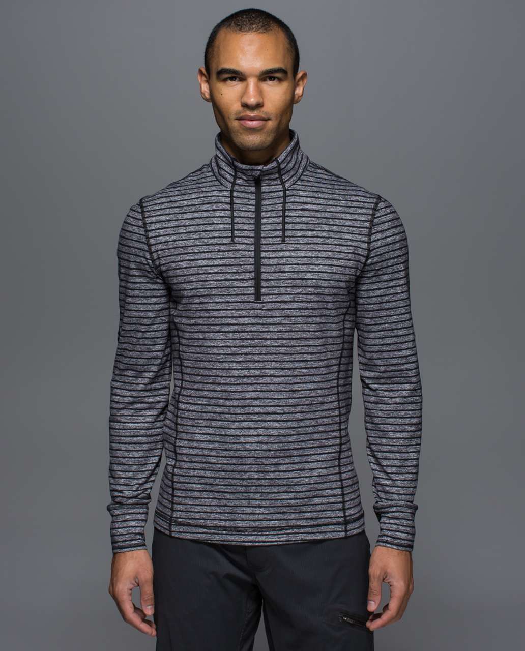 Lululemon Sweat Session 1/2 Zip - Raven Stripe Black Heathered Black