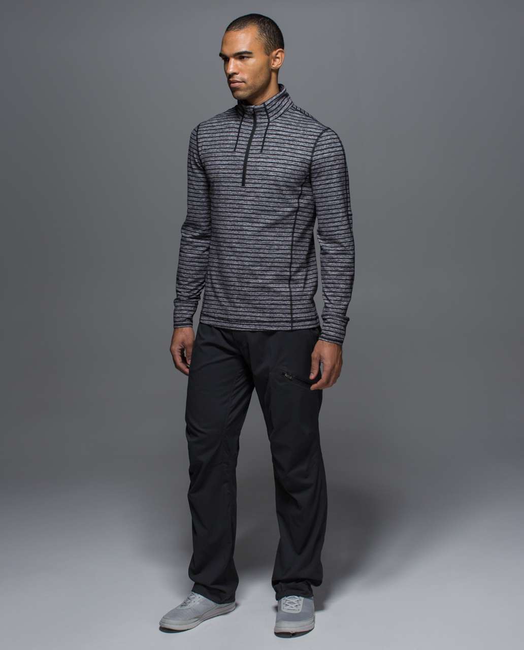 Lululemon Sweat Session 1/2 Zip - Raven Stripe Black Heathered Black