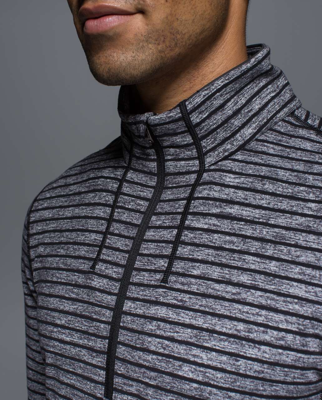 Lululemon Sweat Session 1/2 Zip - Raven Stripe Black Heathered Black