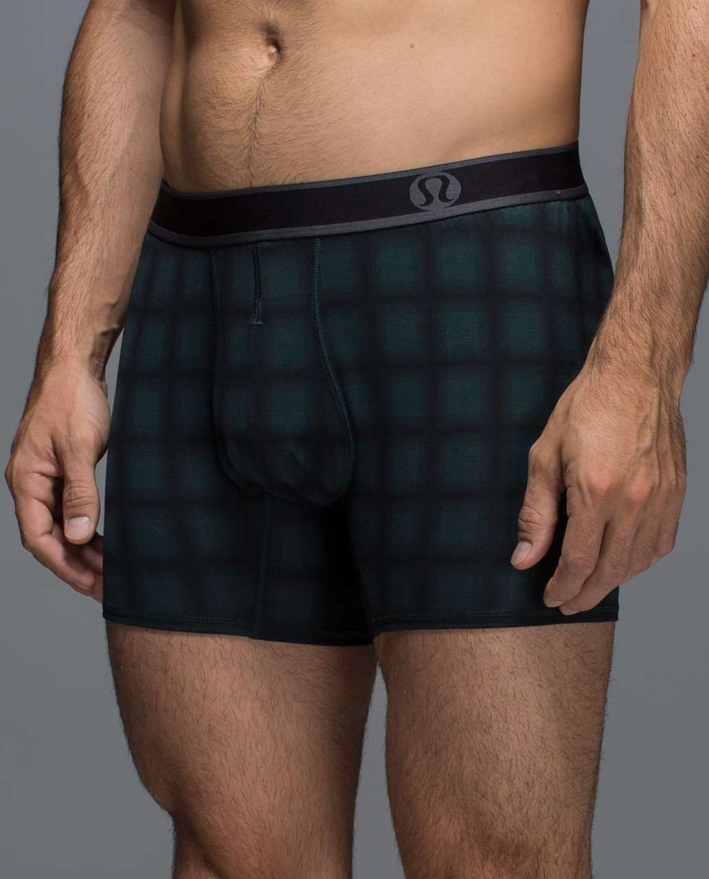 Lululemon No Boxer Boxer - Lynn Check Printed Fuel Green Black