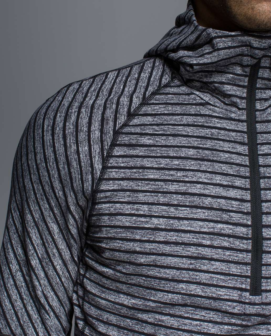 Lululemon Sweat Session Hoodie - Raven Stripe Black Heathered Black