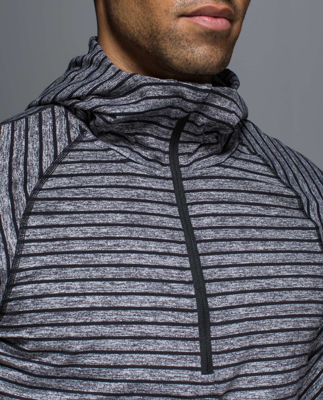 Lululemon Sweat Session Hoodie - Raven Stripe Black Heathered Black