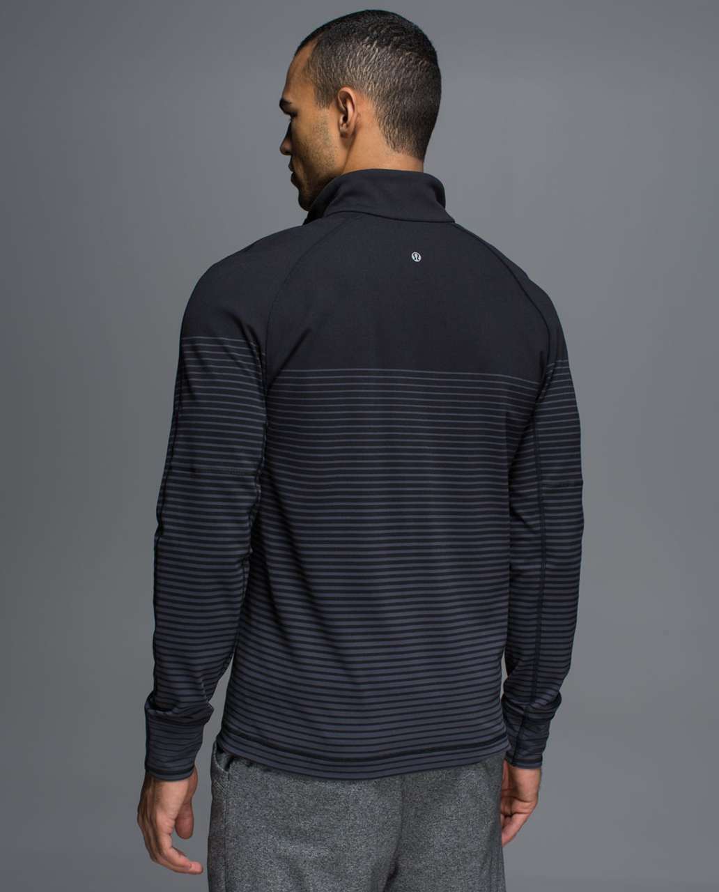 Lululemon Sweat Session 1/2 Zip - Ombre Stripe Black Coal