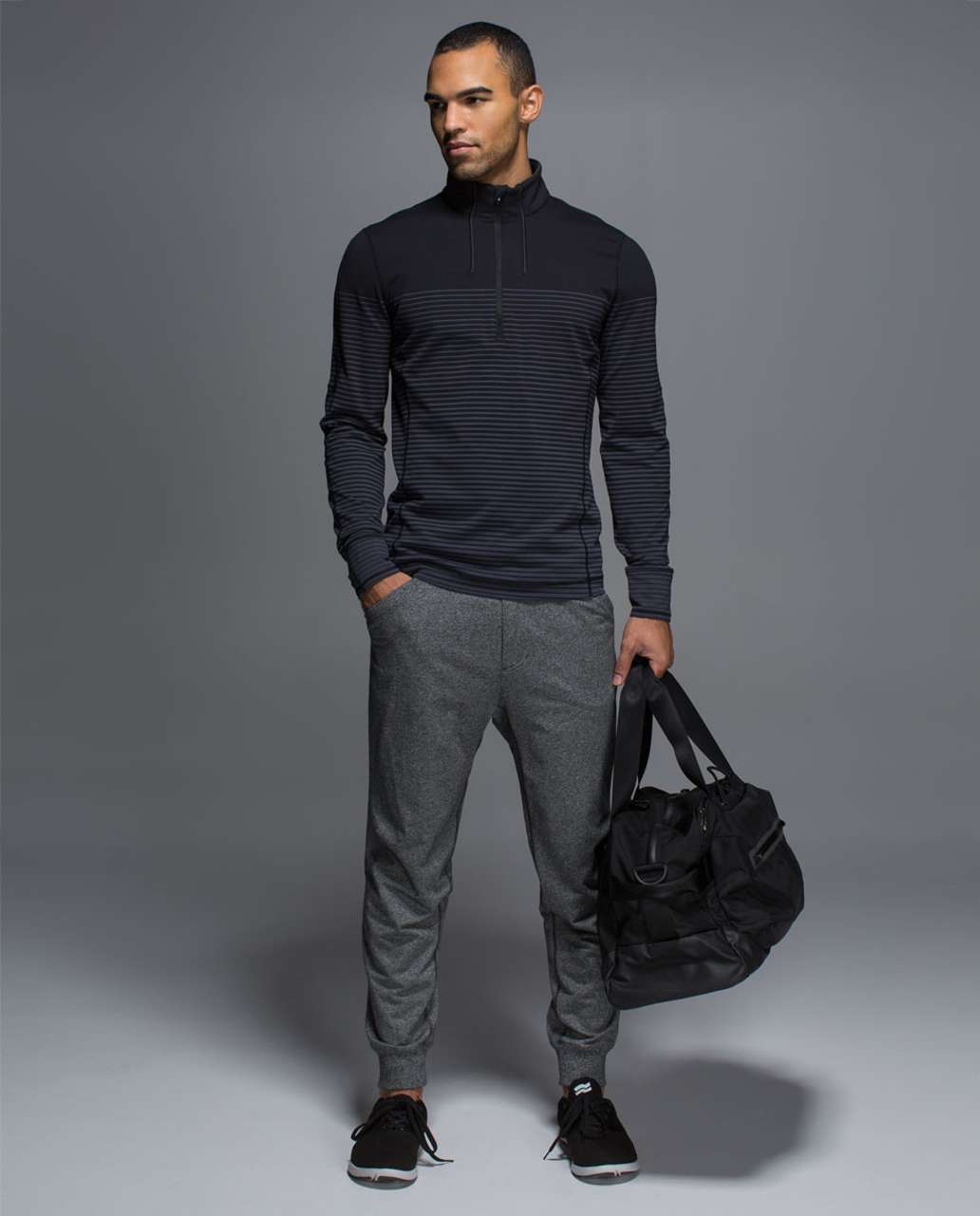 Lululemon Sweat Session 1/2 Zip - Ombre Stripe Black Coal