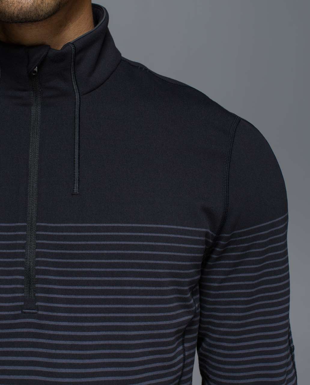 Lululemon Sweat Session 1/2 Zip - Ombre Stripe Black Coal