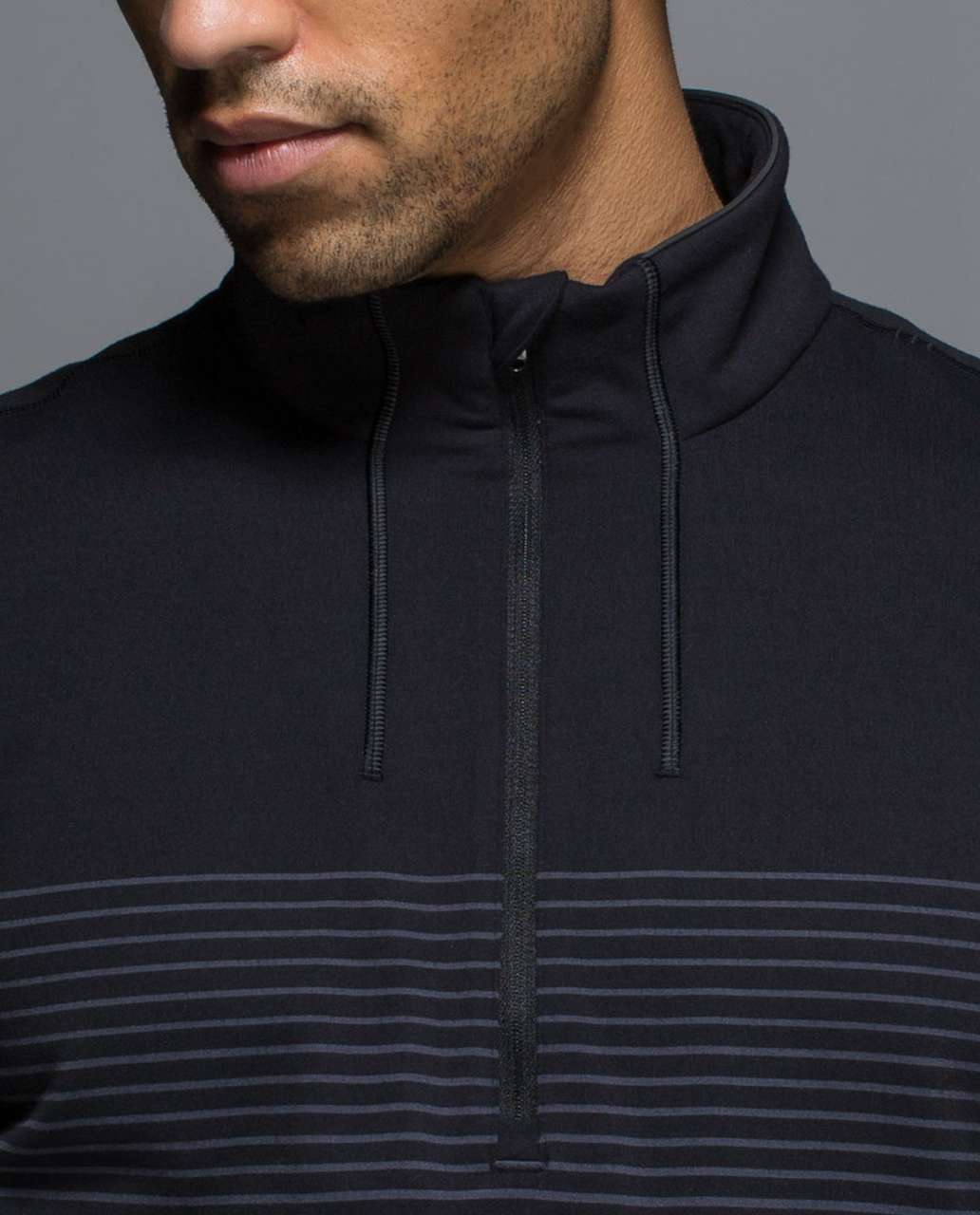 Lululemon Sweat Session 1/2 Zip - Ombre Stripe Black Coal