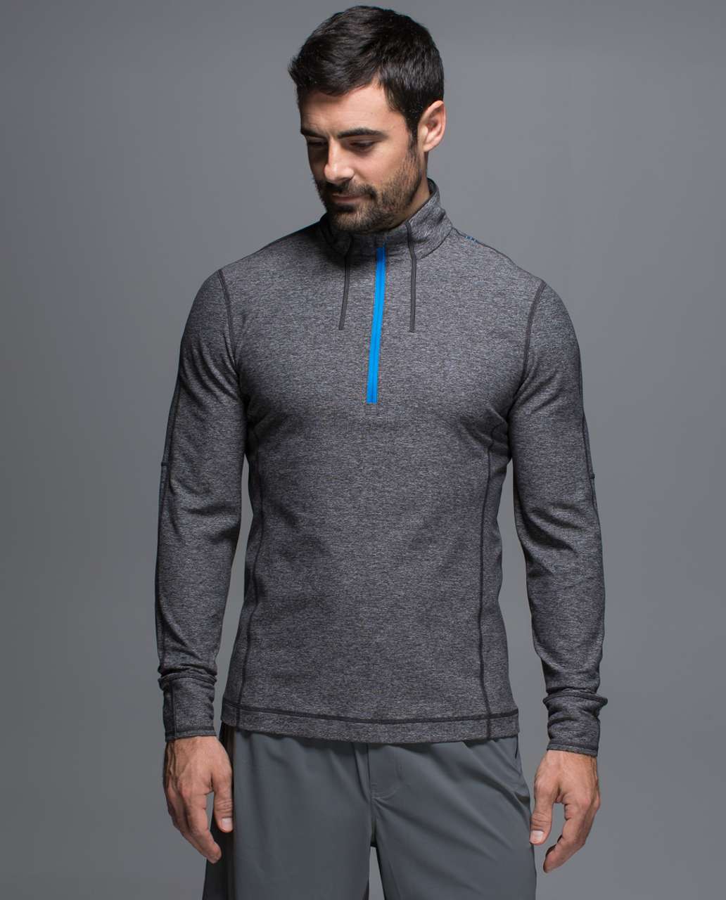 Lululemon Sweat Session 1/2 Zip *Silver - Heathered Black / Cornflower