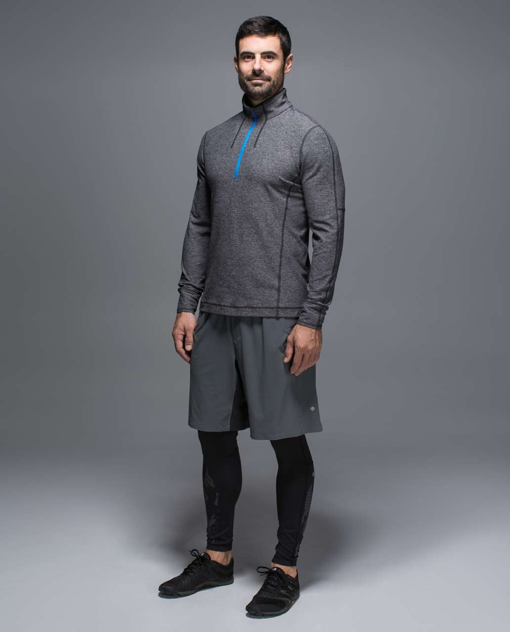 Lululemon Sweat Session 1/2 Zip *Silver - Heathered Black / Cornflower