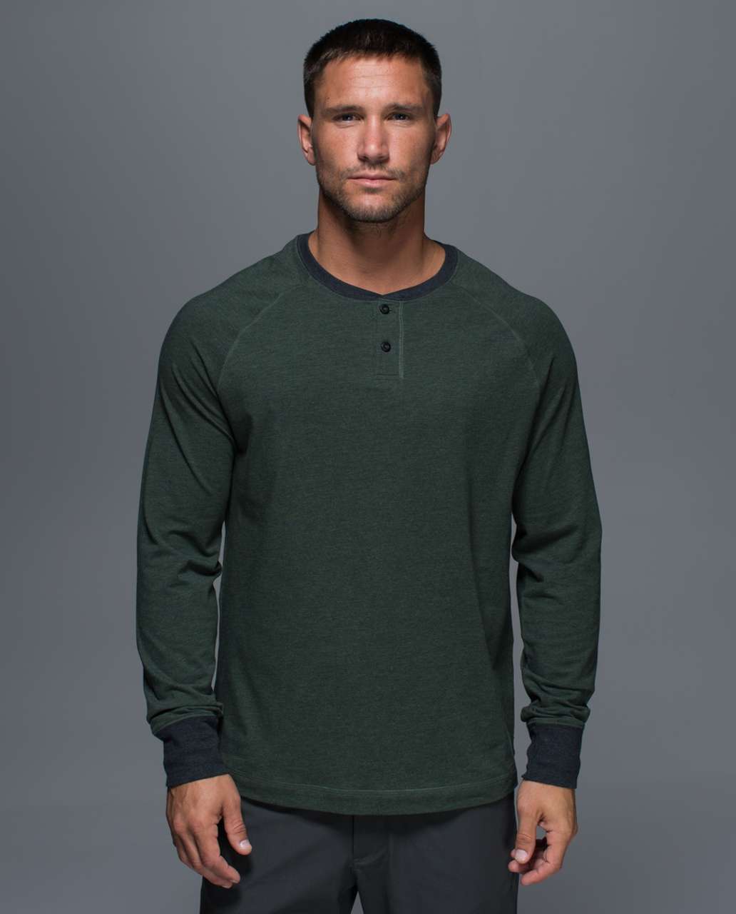 Lululemon Rival Long Sleeve - Heathered Deep Jungle / Heathered Black