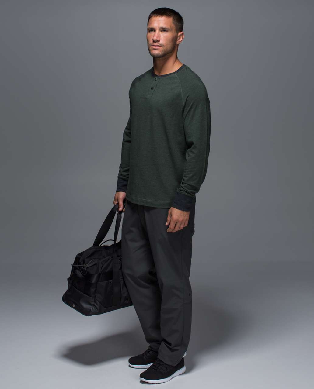 Lululemon Rival Long Sleeve - Heathered Deep Jungle / Heathered Black