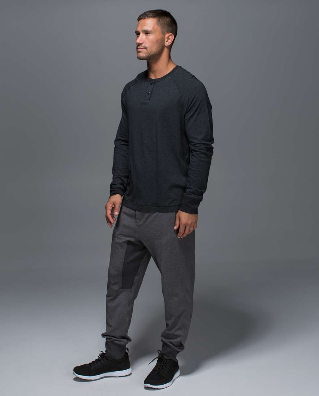 Lululemon Rival Long Sleeve - Heathered Black / Black