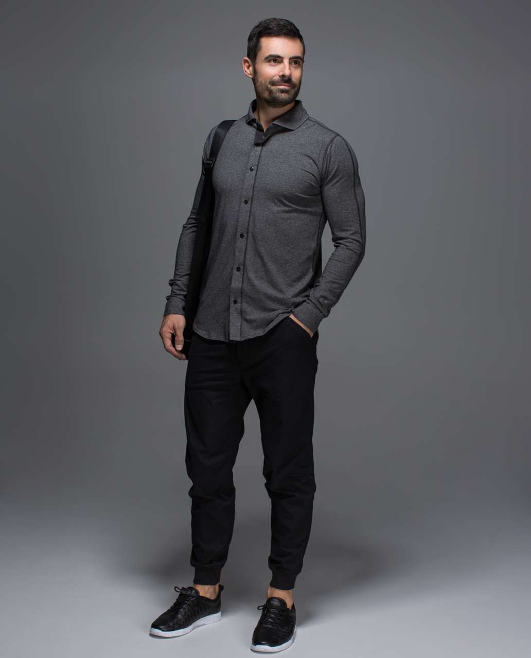 Lululemon Rival Button Up - Heathered Speckled Black