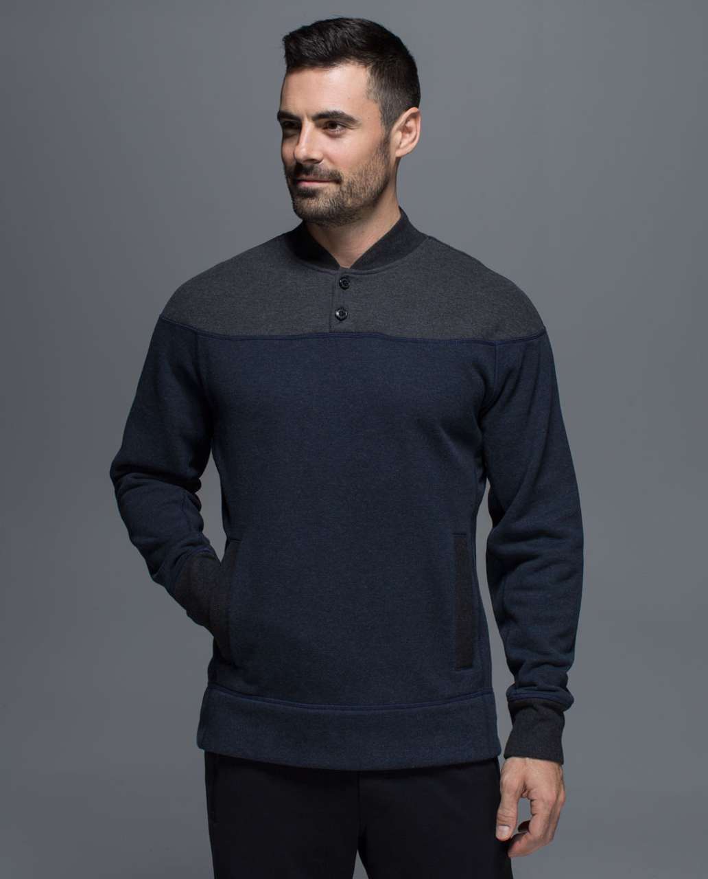 Lululemon Revolve Henley - Heathered Inkwell / Heathered Black