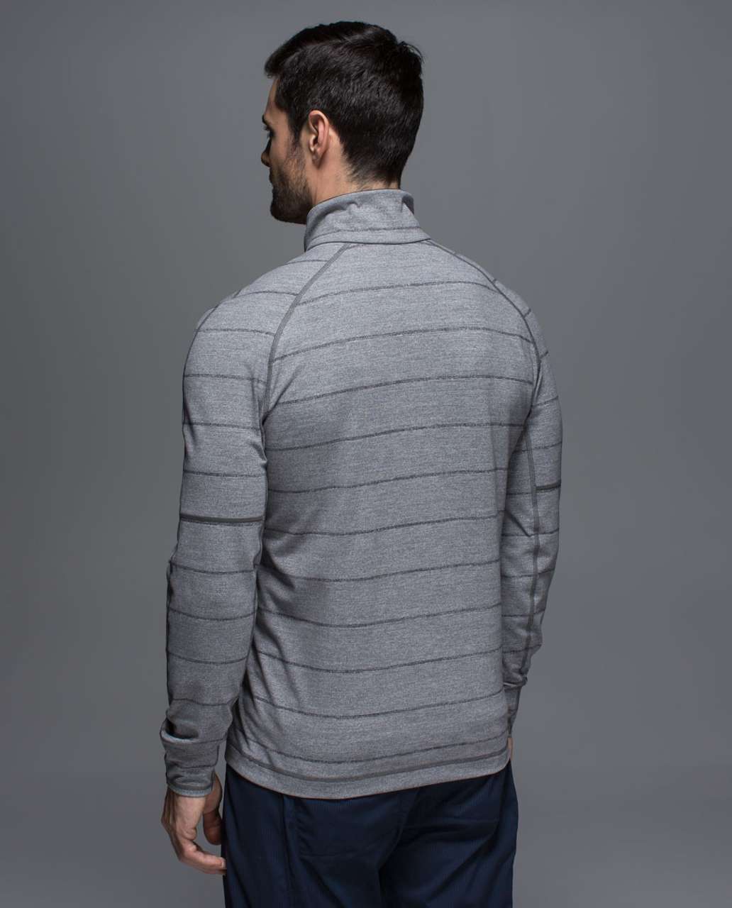 Lululemon Sweat Session 1/2 Zip - Hanover Stripe Heathered Black Heathered Slate