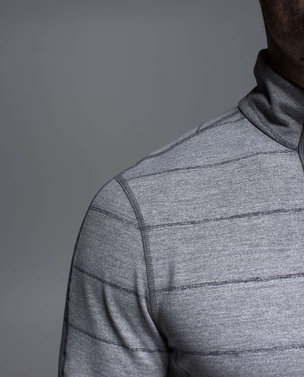 Lululemon Sweat Session 1/2 Zip - Hanover Stripe Heathered Black Heathered Slate