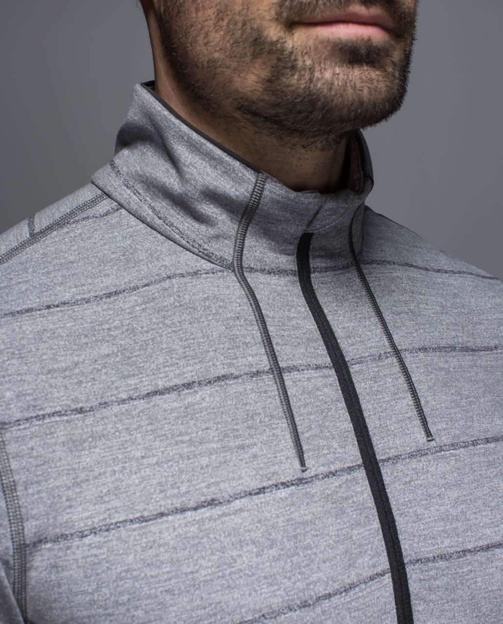 Lululemon Sweat Session 1/2 Zip - Hanover Stripe Heathered Black Heathered Slate