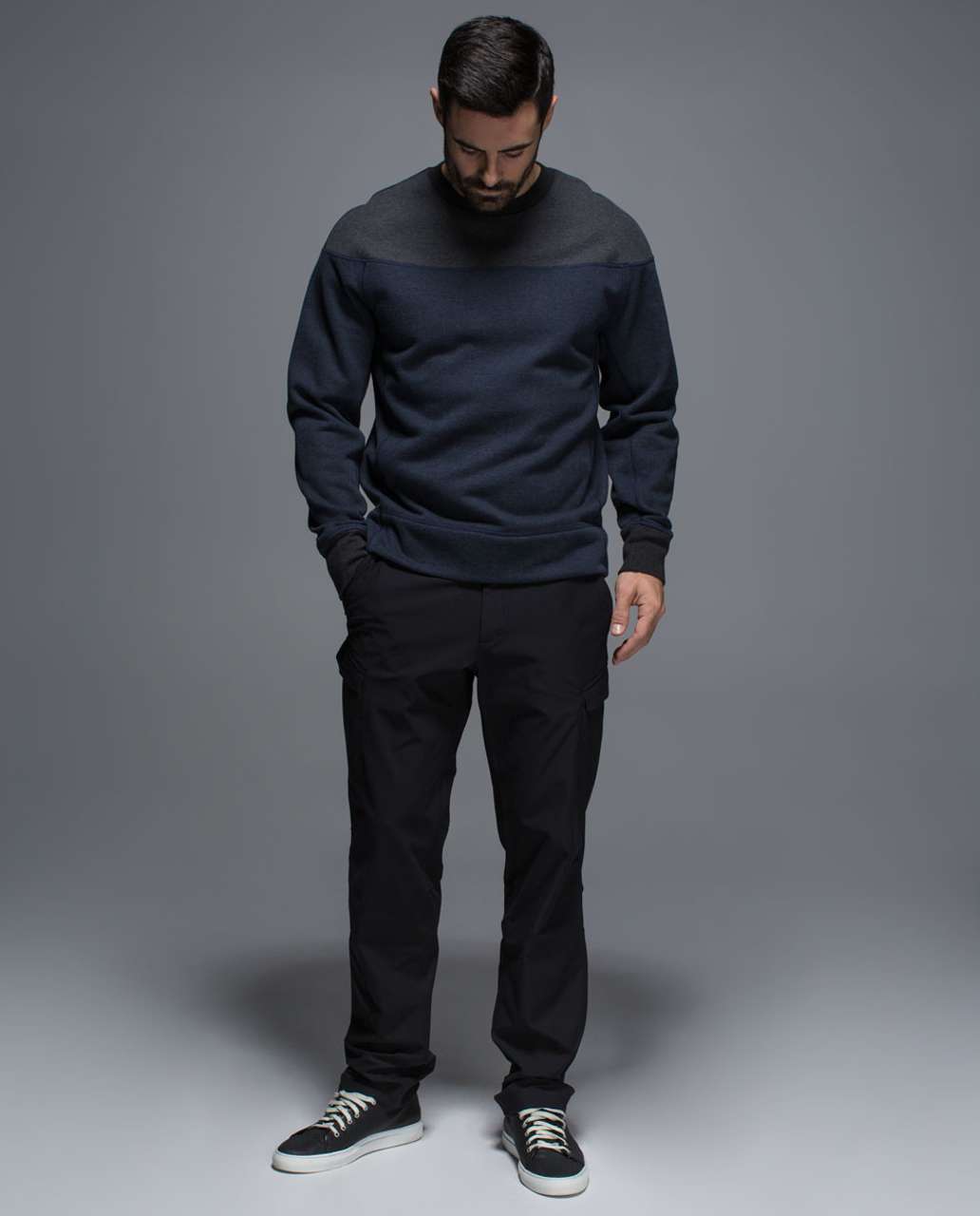 Lululemon Revolve Long Sleeve - Heathered Inkwell / Heathered Black