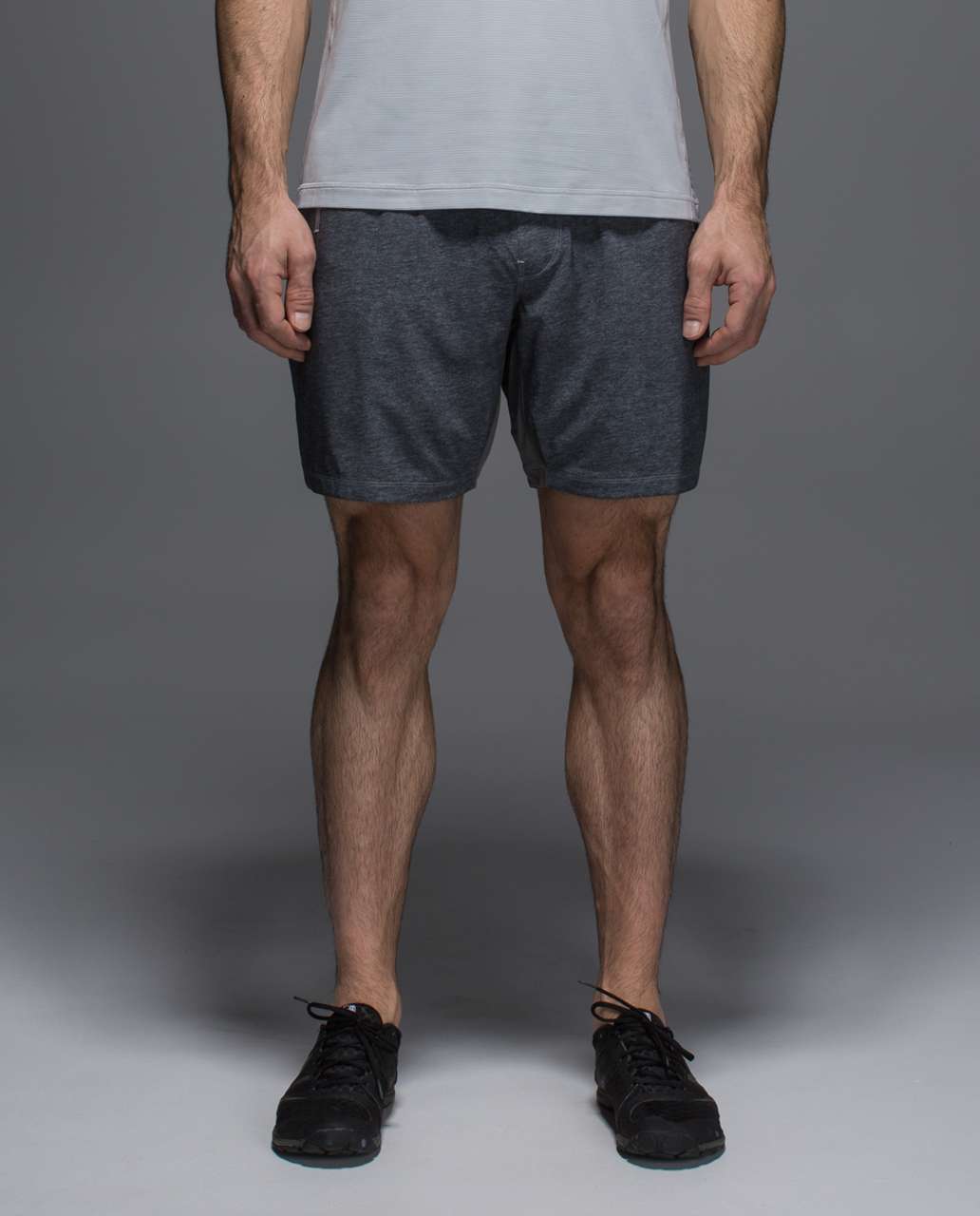 Lululemon On The Mat Short - Heathered Texture Printed Grey Deep Coal / Slate