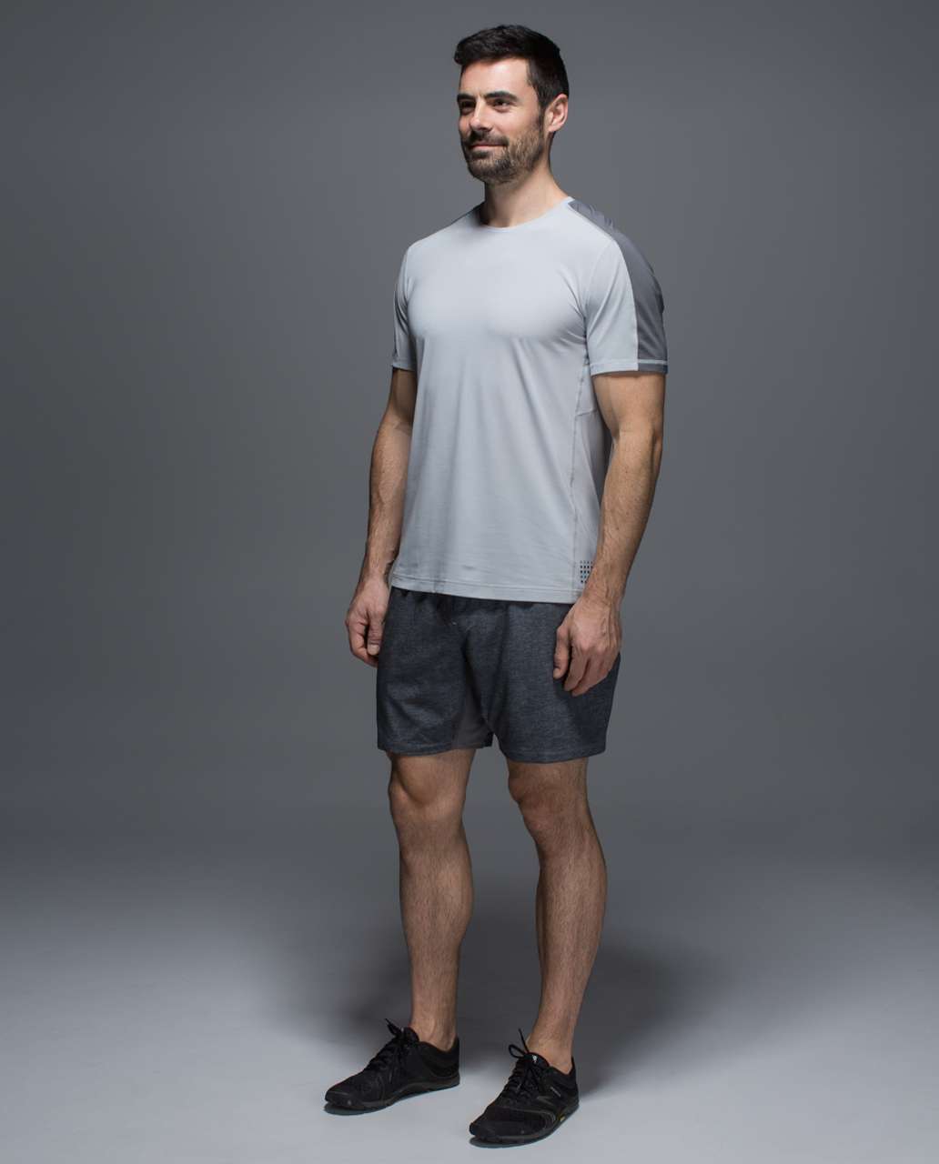 Lululemon On The Mat Short - Heathered Texture Printed Grey Deep Coal / Slate