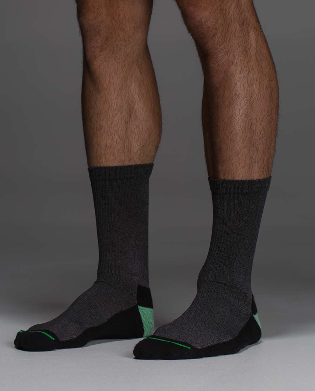 Lululemon Crew Sock *Silver - Blocked Heel Black Slate Scream Green