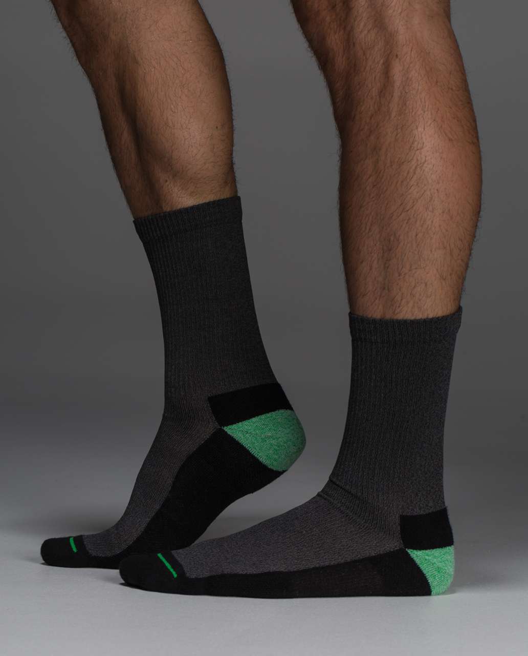 Lululemon Crew Sock *Silver - Blocked Heel Black Slate Scream Green