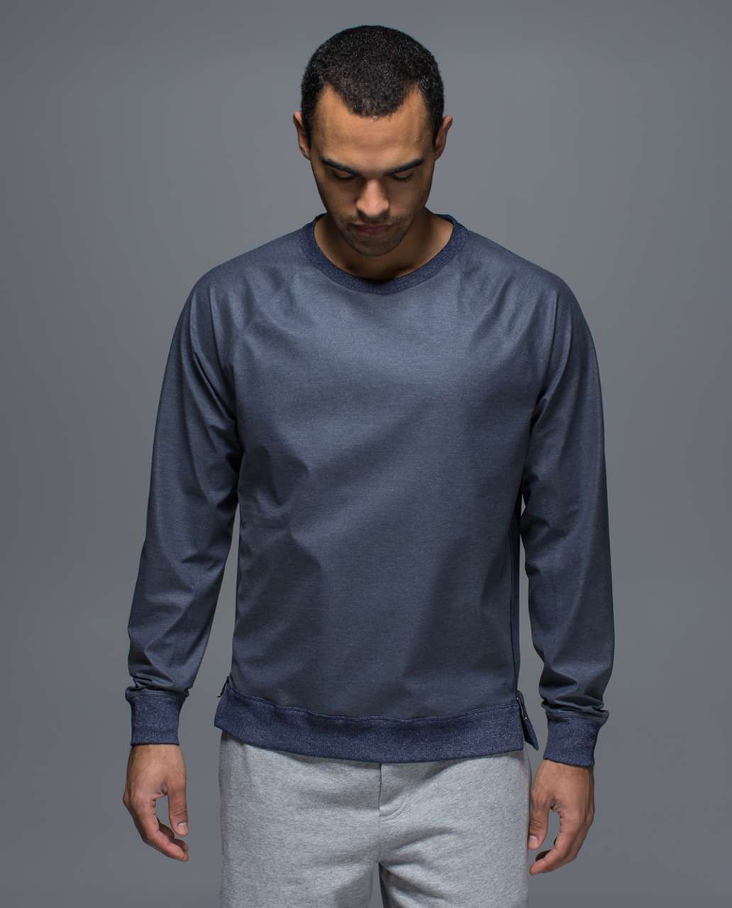 Lululemon Brut Long Sleeve - Heathered Deep Navy / Hawk Blue