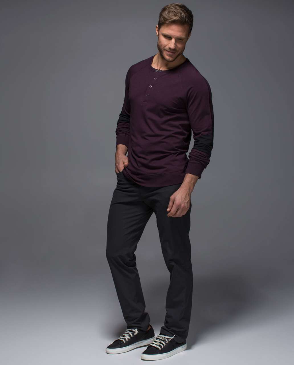 Lululemon Synth Long Sleeve - Black Cherry / Black