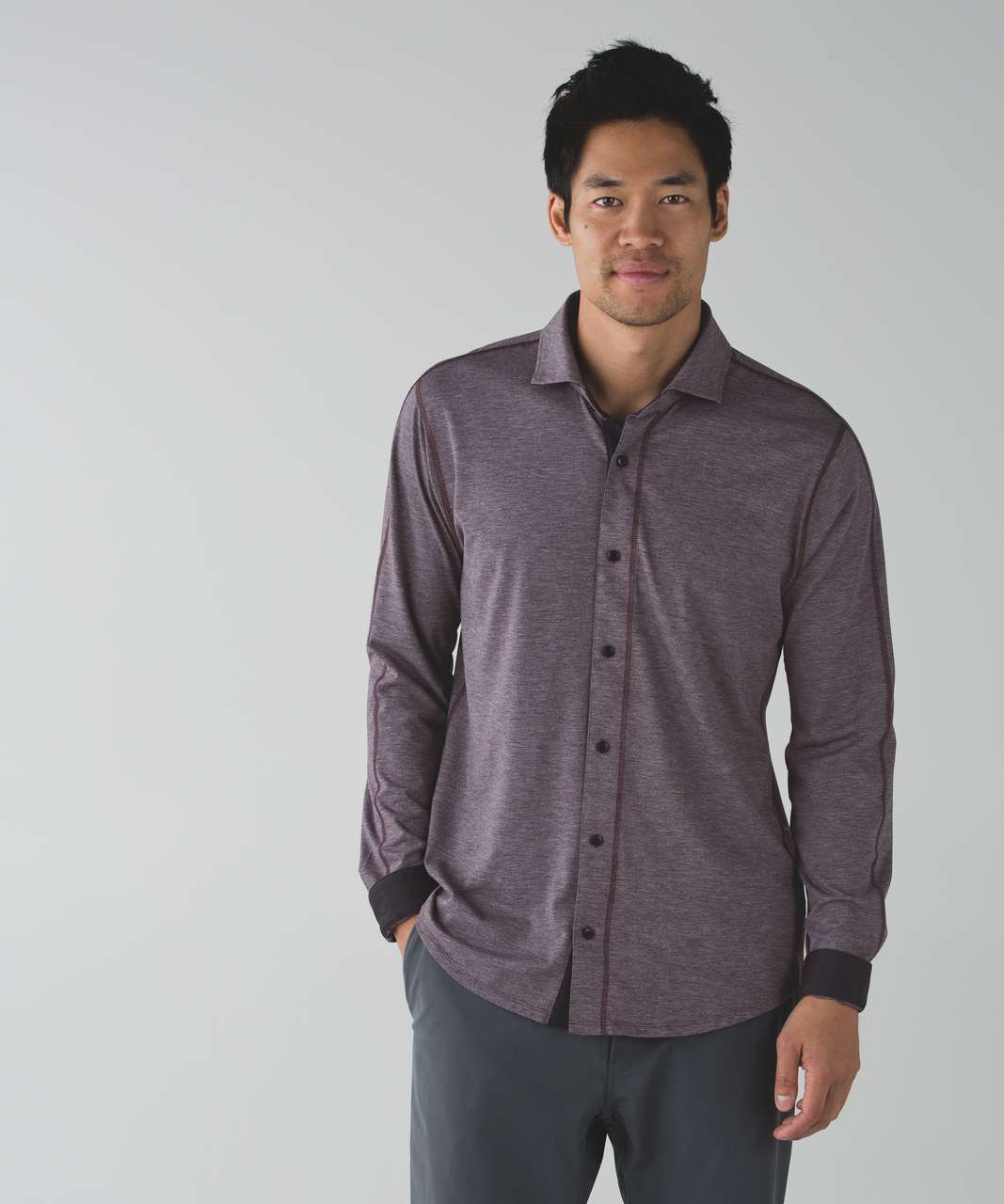 Lululemon Rival Button Up *Silver - Heathered Black Cherry / Black