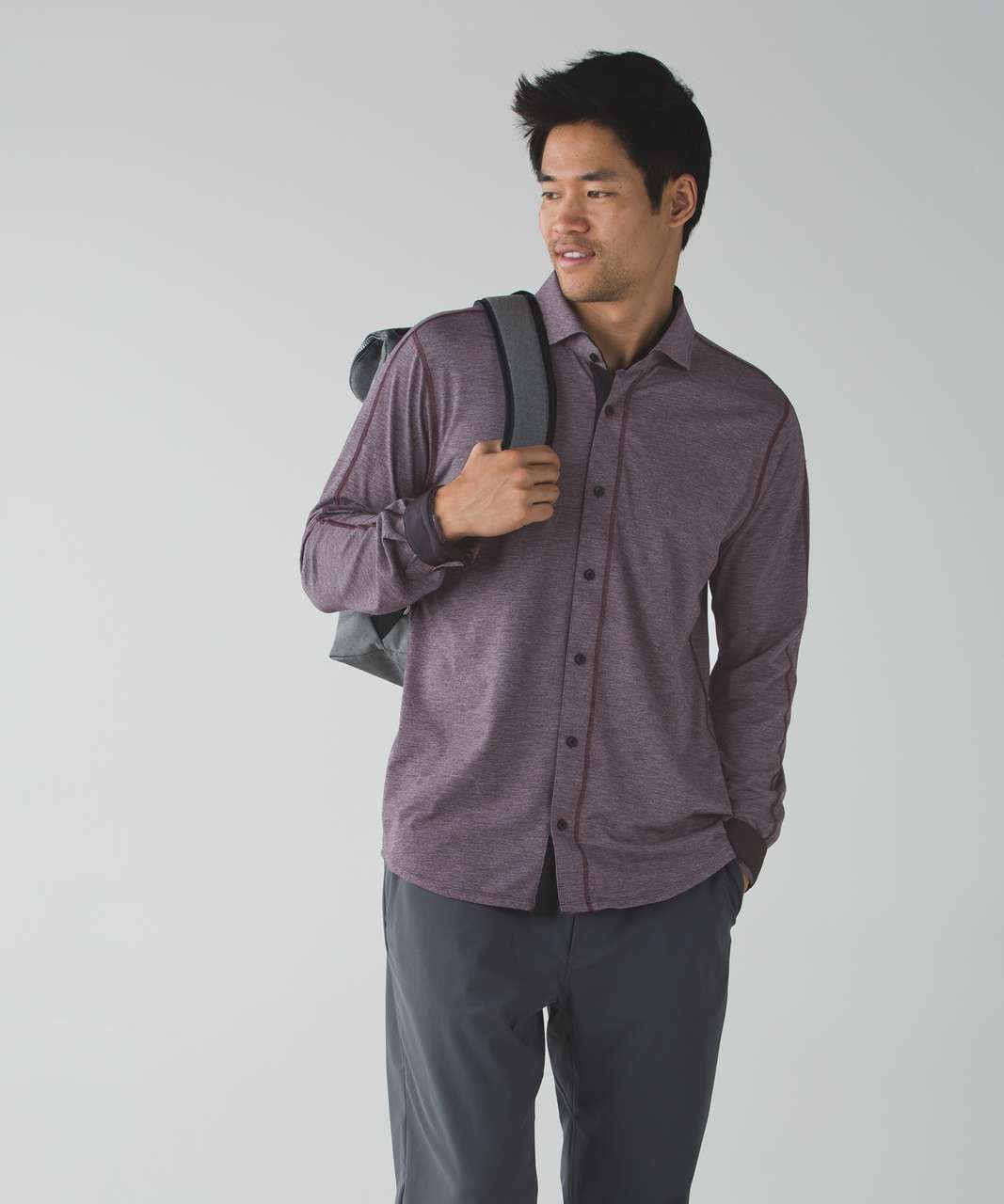 Lululemon Rival Button Up *Silver - Heathered Black Cherry / Black