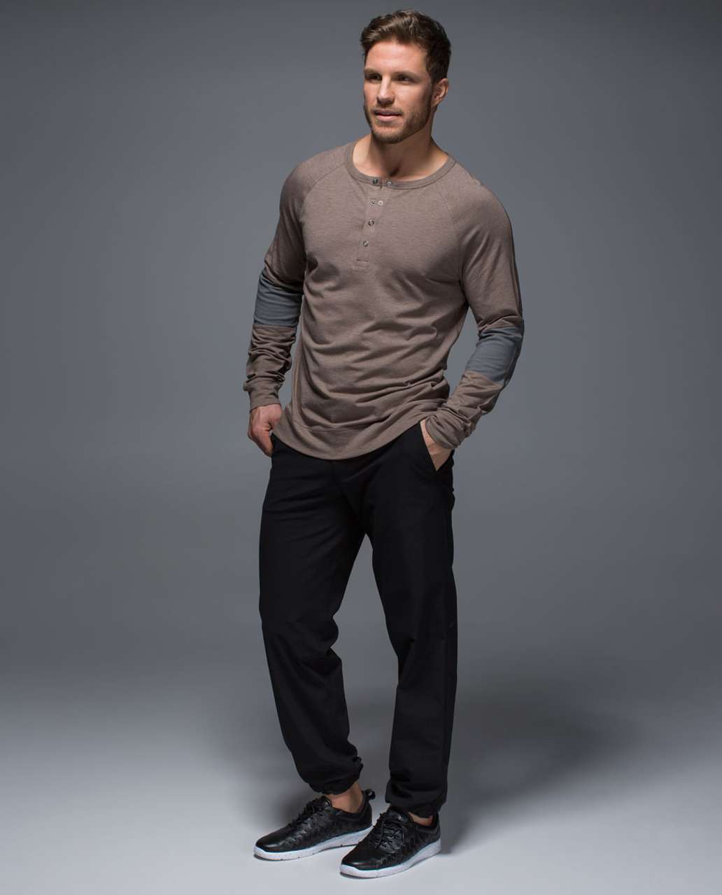 Lululemon Synth Long Sleeve - Heathered Soft Earth / Slate