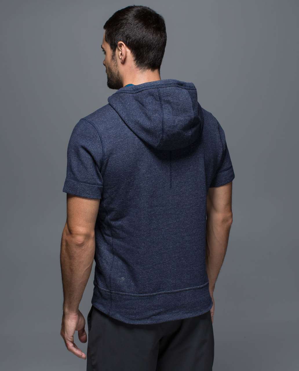 Lululemon Bodhi Short Sleeve Hoodie - Heathered Deep Navy / Blanket Stripe Printed Hawk Blue Deep Navy