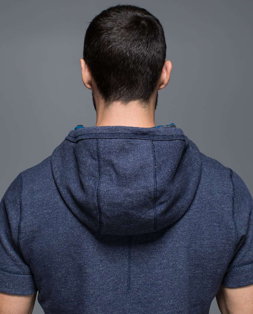 Lululemon Bodhi Short Sleeve Hoodie - Heathered Deep Navy / Blanket Stripe Printed Hawk Blue Deep Navy