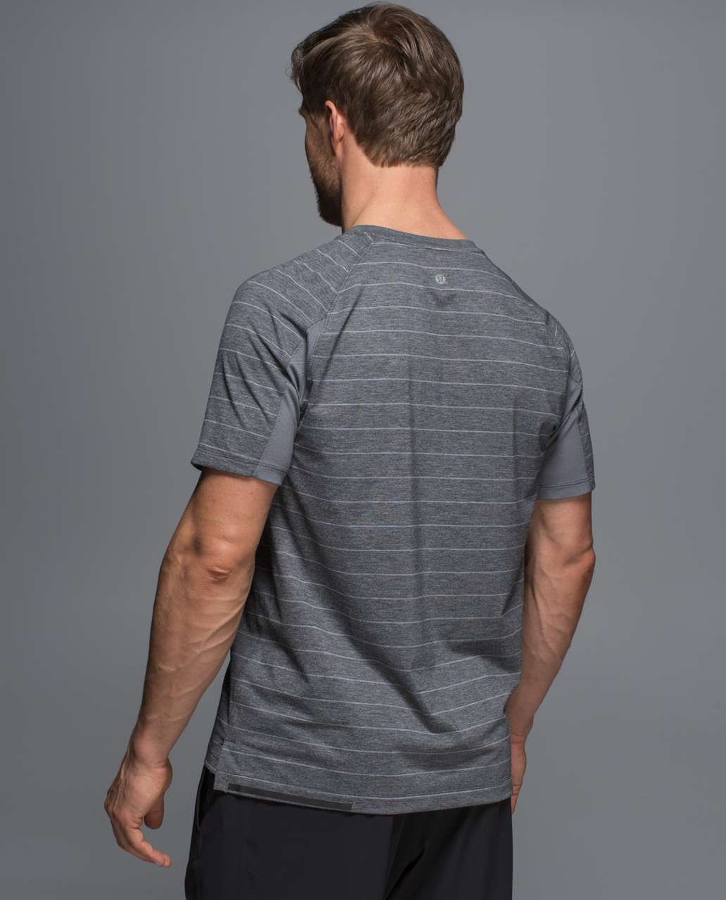 Lululemon Switchback Short Sleeve V - Lookout Stripe Heathered Black Heathered Slate