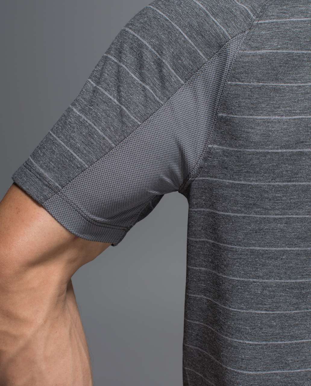 Lululemon Switchback Short Sleeve V - Lookout Stripe Heathered Black Heathered Slate