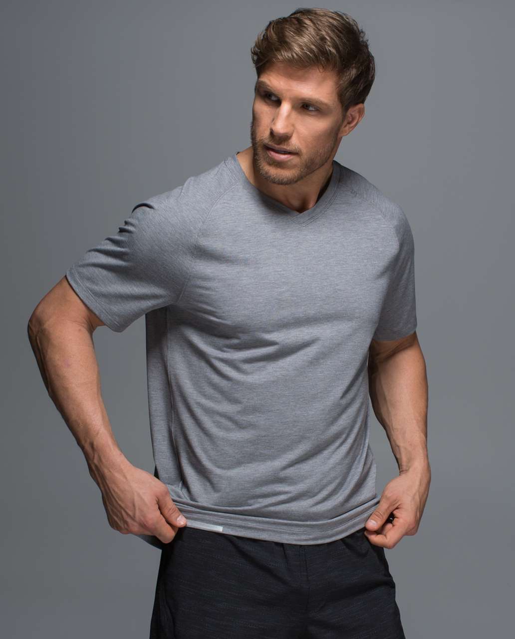 Lululemon Switchback Short Sleeve V - Heathered Slate - lulu fanatics