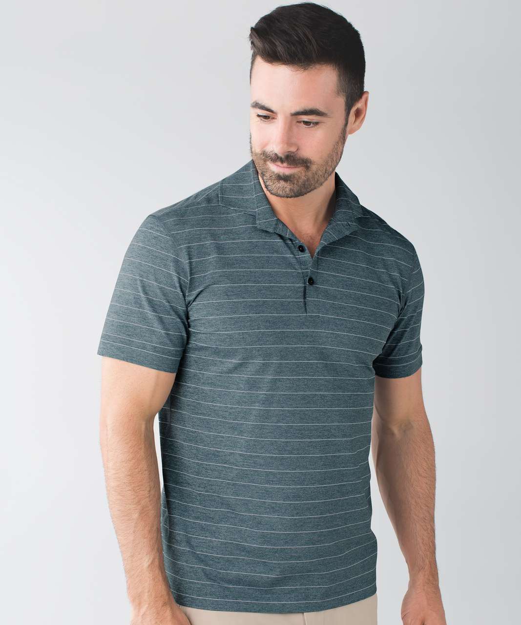 Lululemon Propel Polo - Short Serve Stripe Heathered Alberta Lake White (First Release)