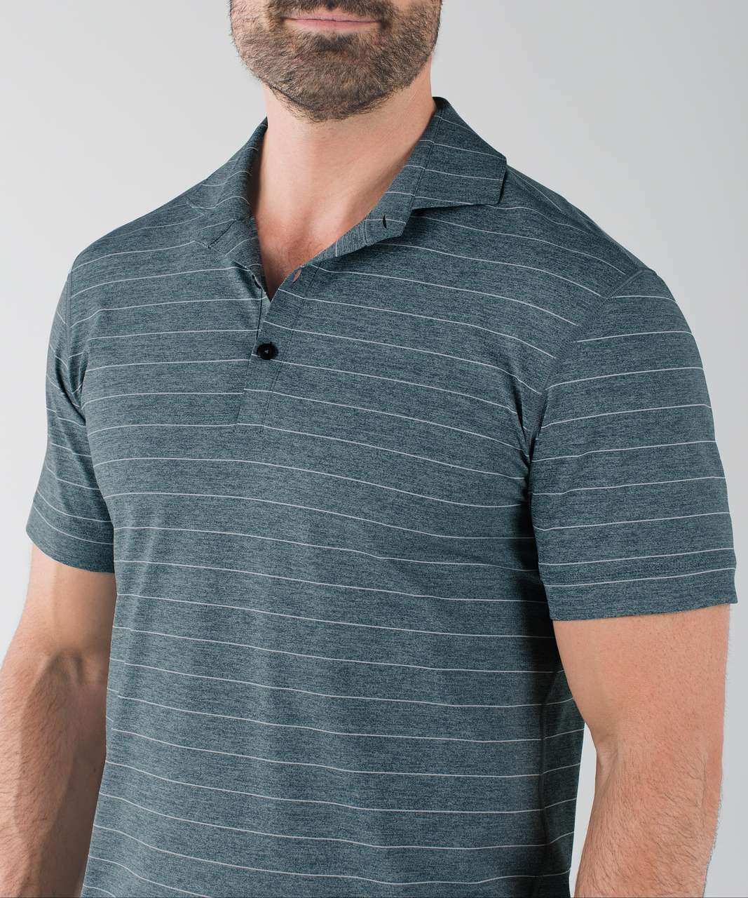 Lululemon Propel Polo - Short Serve Stripe Heathered Alberta Lake White (First Release)