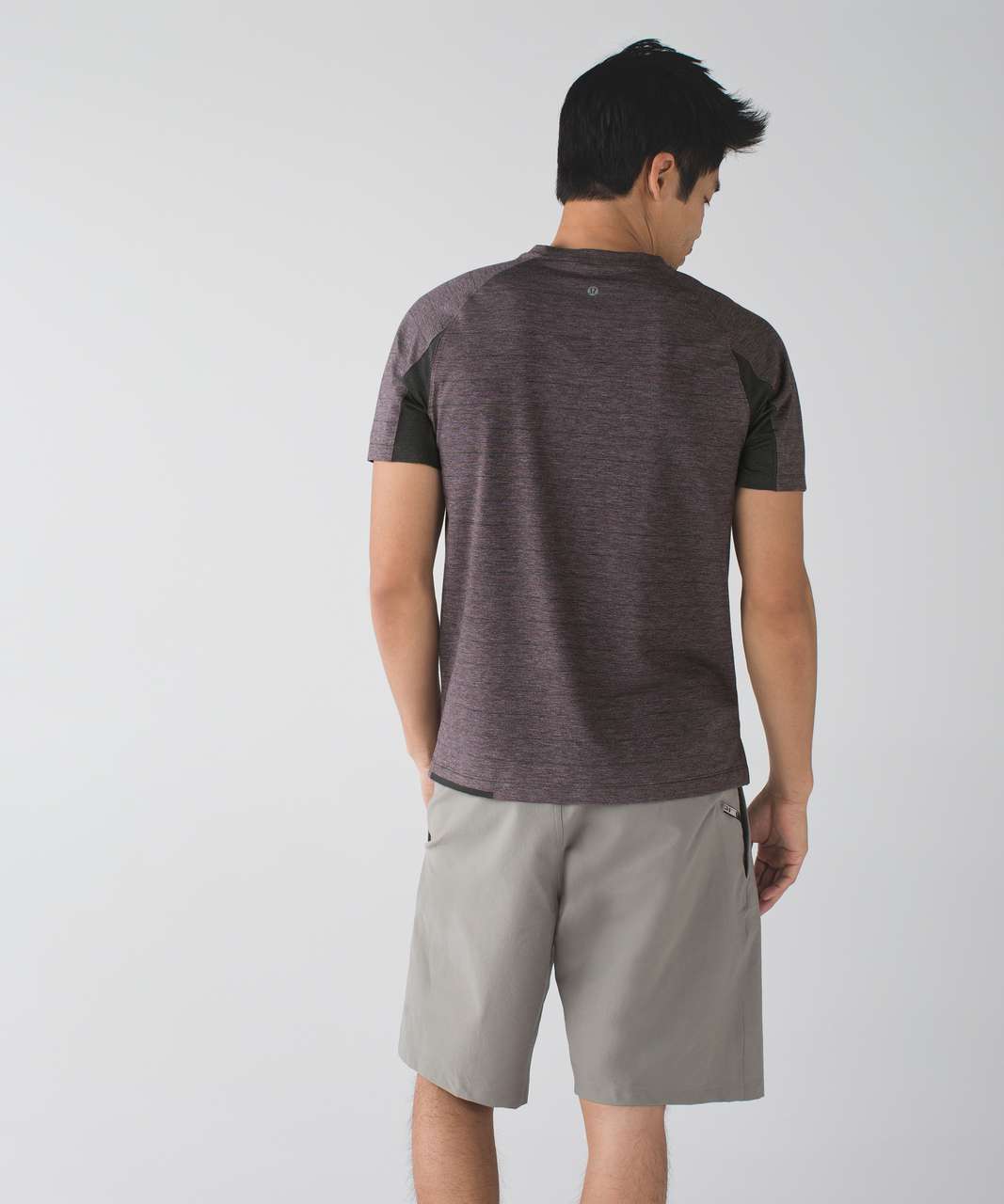 Lululemon Switchback Short Sleeve V - Lookout Stripe Heathered Black Cherry Heathered Black