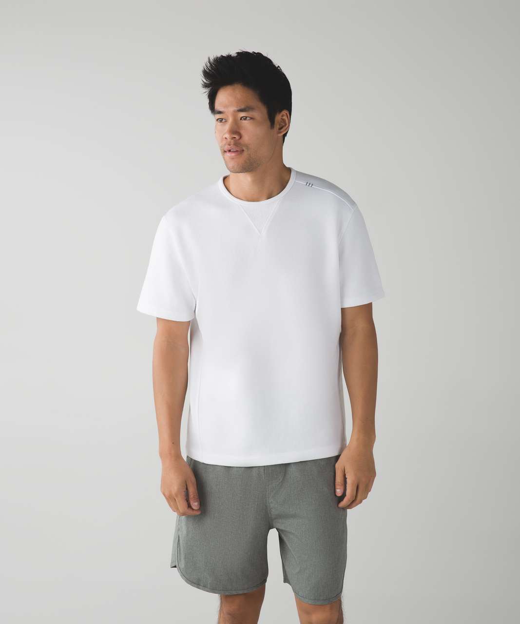 Lululemon Sundown Short Sleeve Crew - Heathered White / Heathered Slate