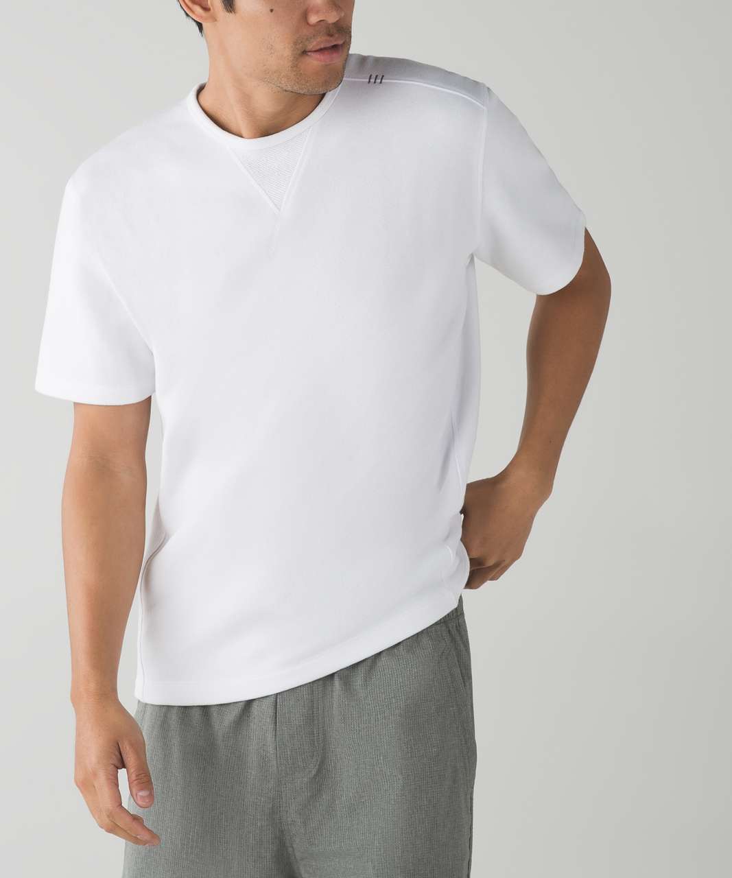 Lululemon Sundown Short Sleeve Crew - Heathered White / Heathered Slate